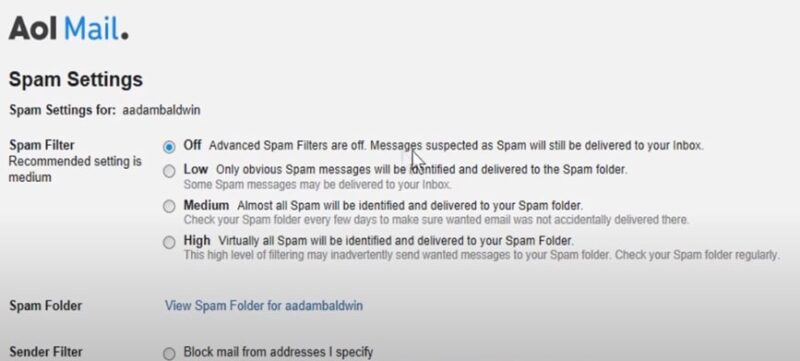 Aol Mail Spam Settings