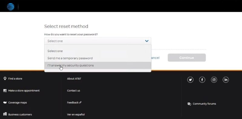 Reset AT&T Account Password